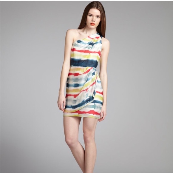 New SHOSHANNA Dress Silk One Shoulder Julie Printed - Picture 2 of 12